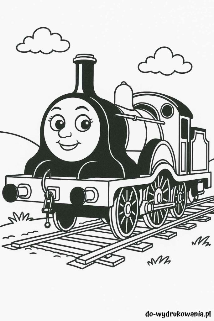 Kolorowanka lokomotywa Emilka do wydrukowania w formacie pdf