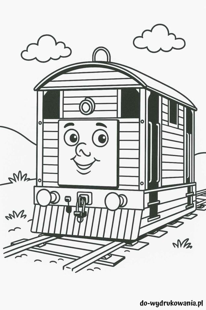 Kolorowanka lokomotywa Tobik do wydrukowania w formacie pdf