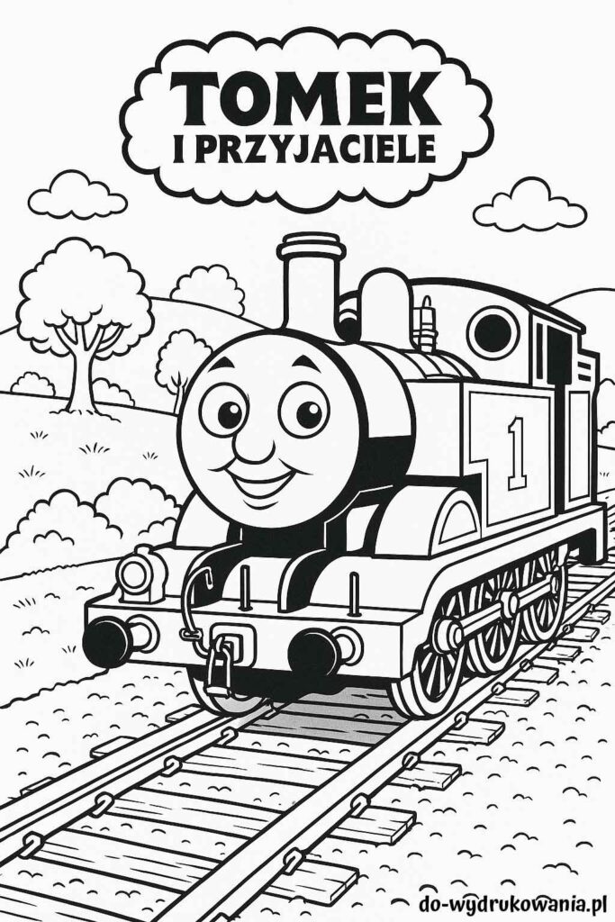 Kolorowanka lokomotywa Tomek do wydrukowania w formacie pdf