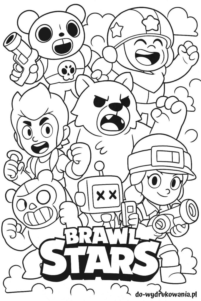 Kolorowanka postacie z Brawl Stars do wydrukowania w formacie pdf