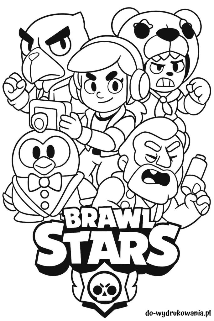 Kolorowanka postacie z Brawl Stars2 do wydrukowania w formacie pdf