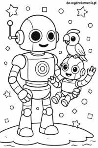 Kolorowanka robot z robocikiem do wydrukowania w formacie pdf