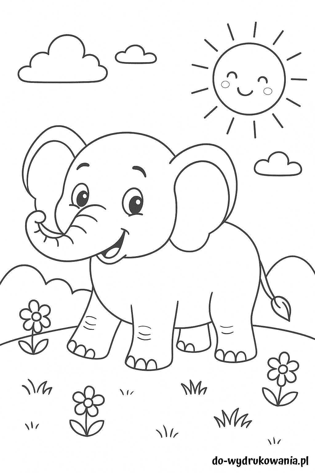 Kolorowanka słoń 2 do wydrukowania w formacie pdf