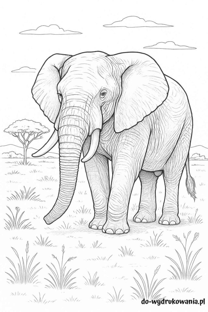 Kolorowanka słoń do wydrukowania w formacie pdf