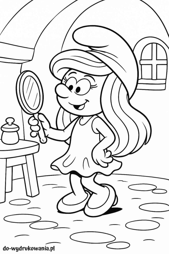Kolorowanka smerfetka do wydrukowania w formacie pdf