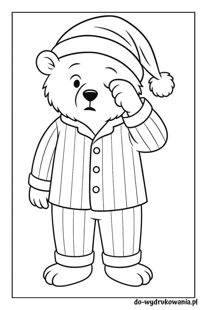 Kolorowanka śpiący Miś Paddington do wydrukowania w formacie pdf