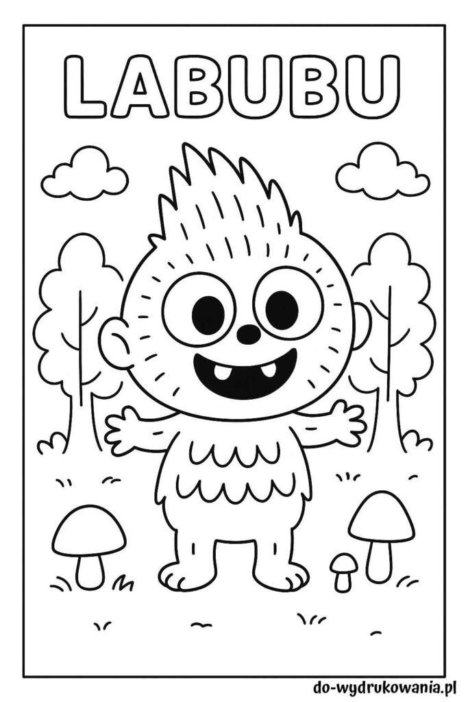 Kolorowanka uśmiechnięty labubu do wydrukowania w formacie pdf