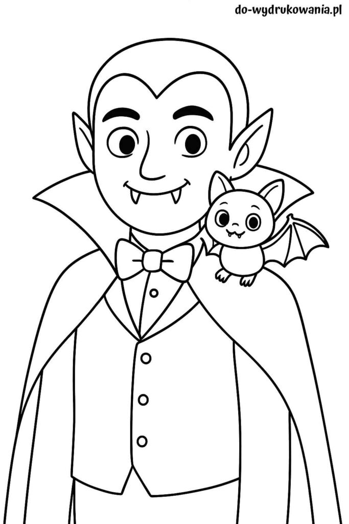 Kolorowanka wampir z nietoperzem do wydrukowania w formacie pdf