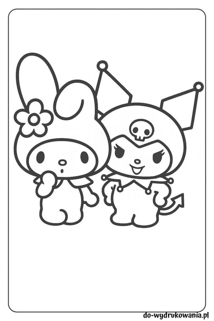 Kolorownaka my melody i kuromi do wydrukowania w formacie pdf