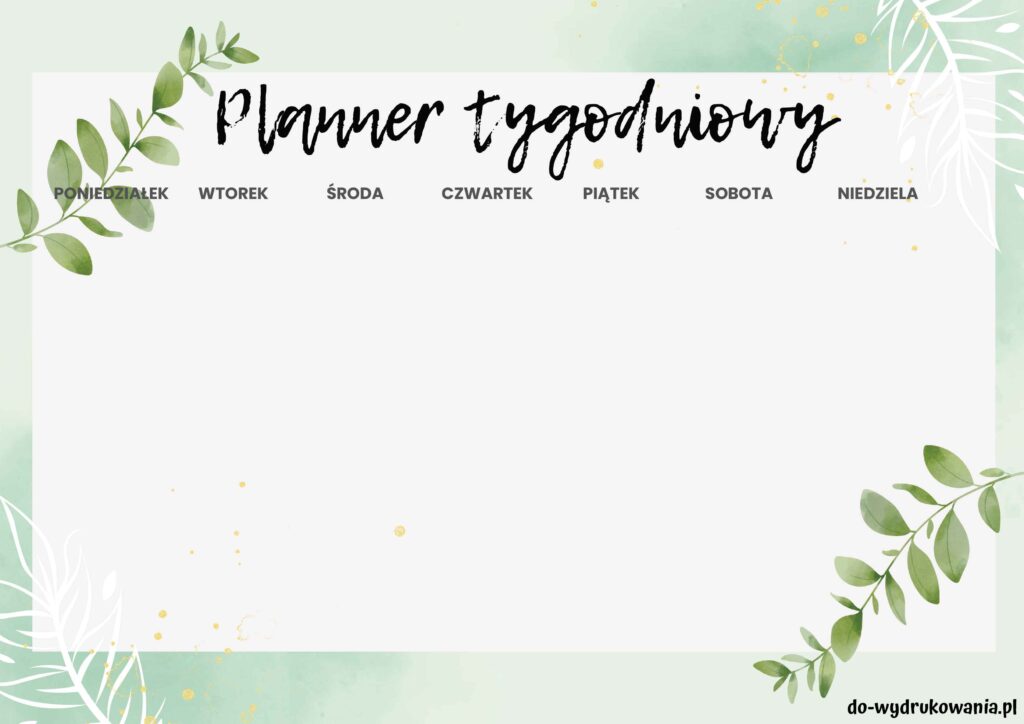 Planner tygodniowy nr 3 do wydrukowania w formacie pdf