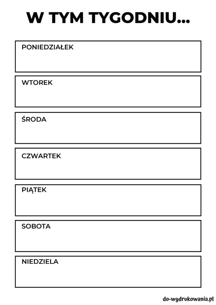 Planner tygodniowy nr 5 do wydrukowania w formacie pdf