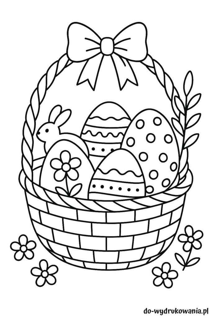 kolorowanka koszyczek wielkanocny do wydrukowania w formacie pdf