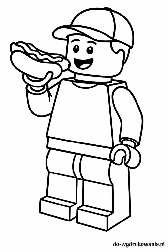 kolorowanka ludzik lego je hotdoga do wydrukowania w formacie pdf