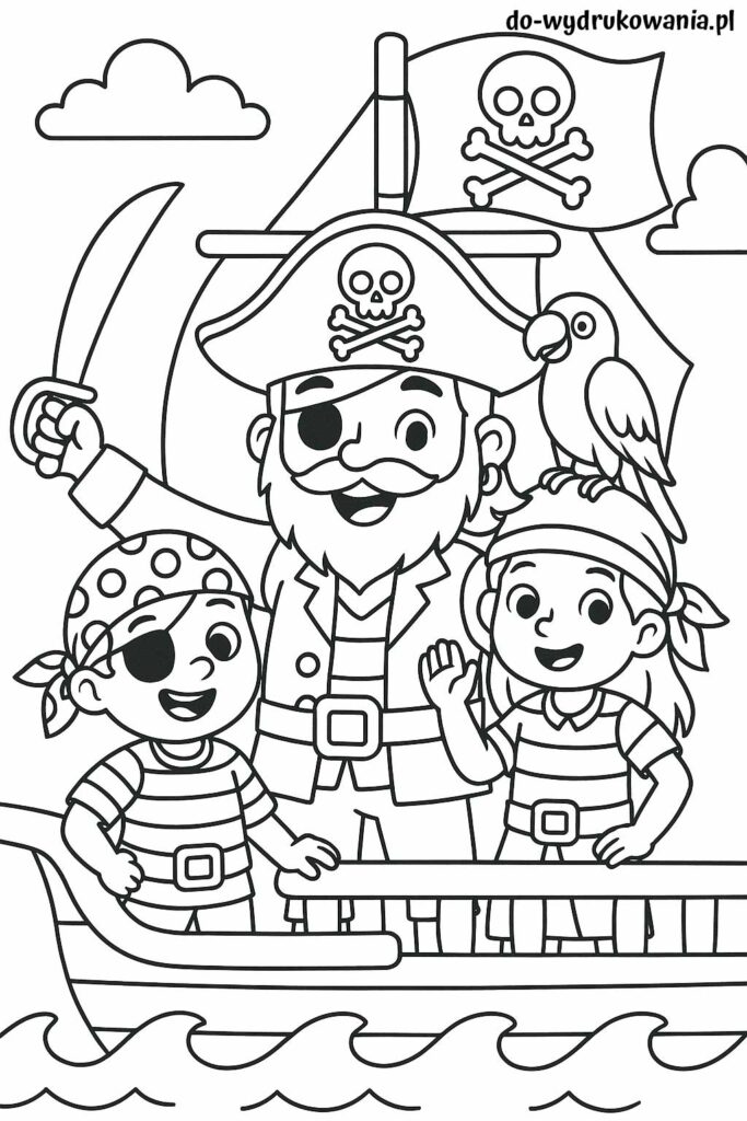 kolorowanka piraci na statku do wydrukowania w formacie pdf