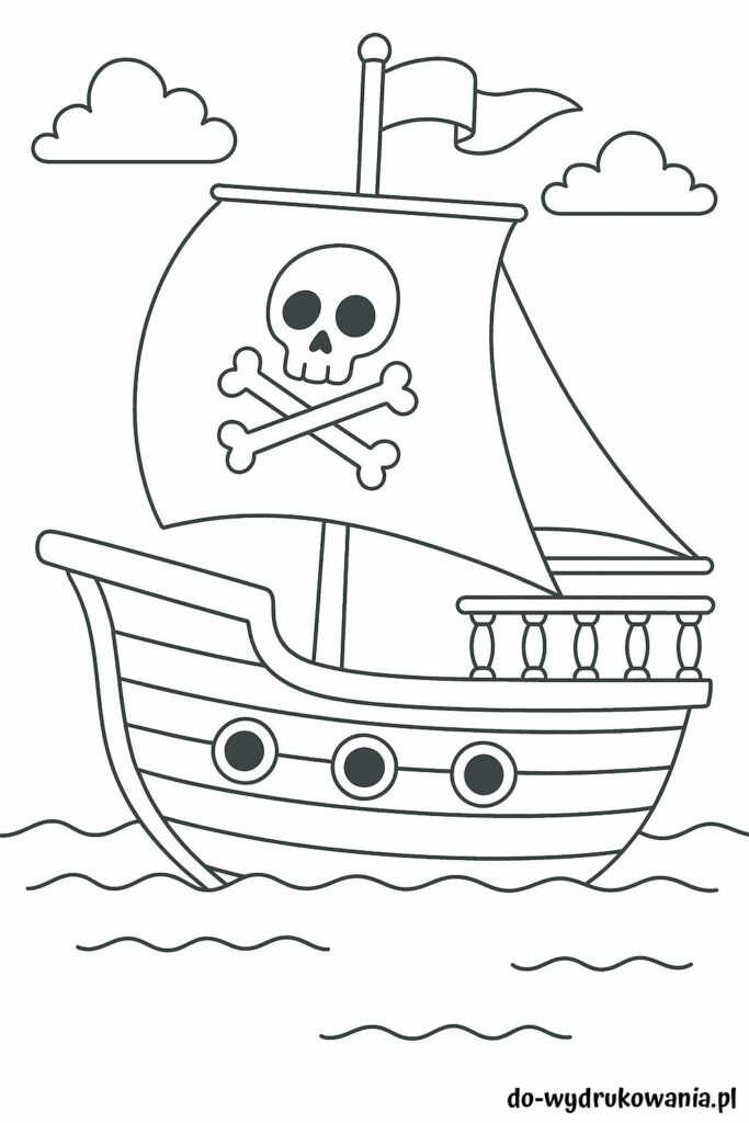 kolorowanka statek piracki 2 do wydrukowania w formacie pdf