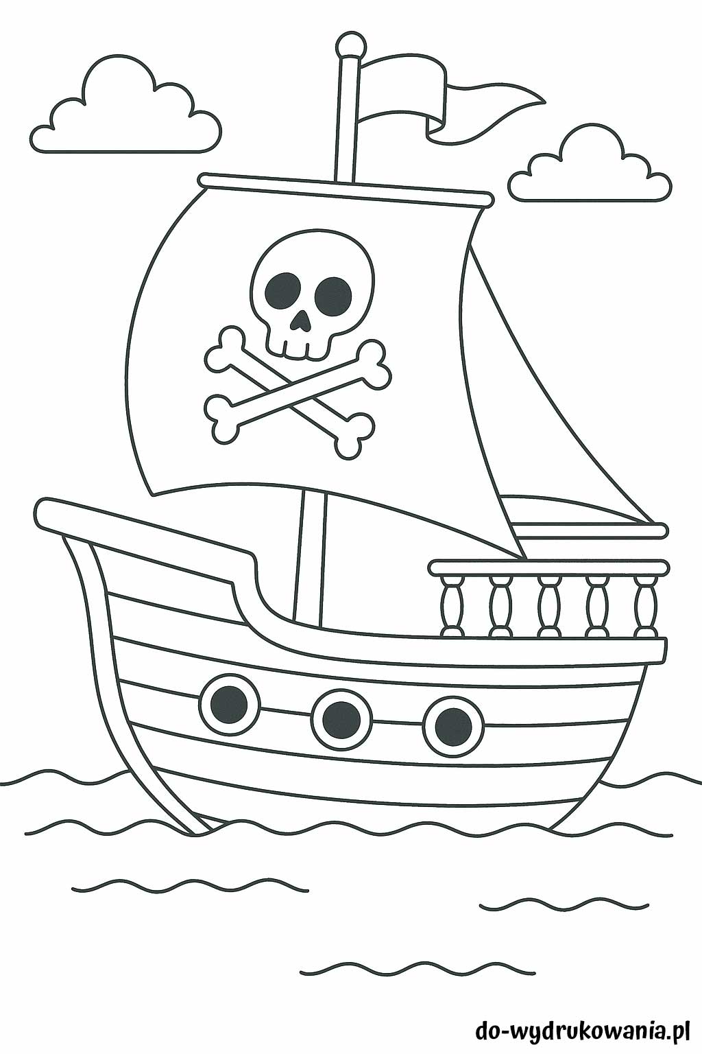 kolorowanka statek piracki 2 do wydrukowania w formacie pdf