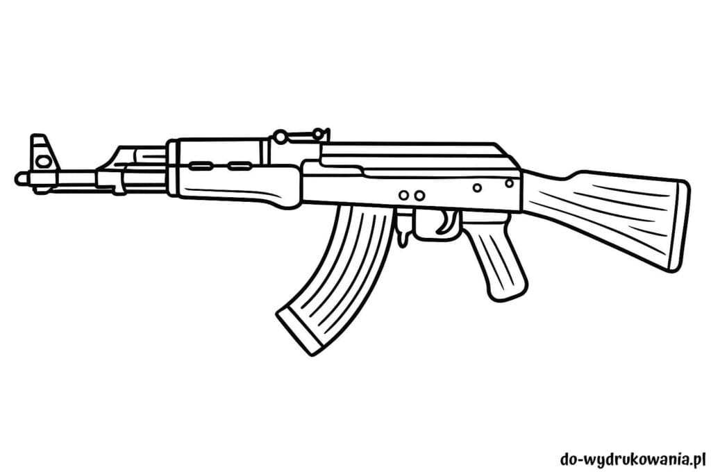 Kolorowanka AK-47 do wydrukowania w formacie pdf