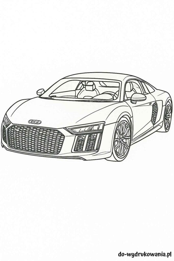 Kolorowanka Audi R8 do wydrukowania w formacie pdf