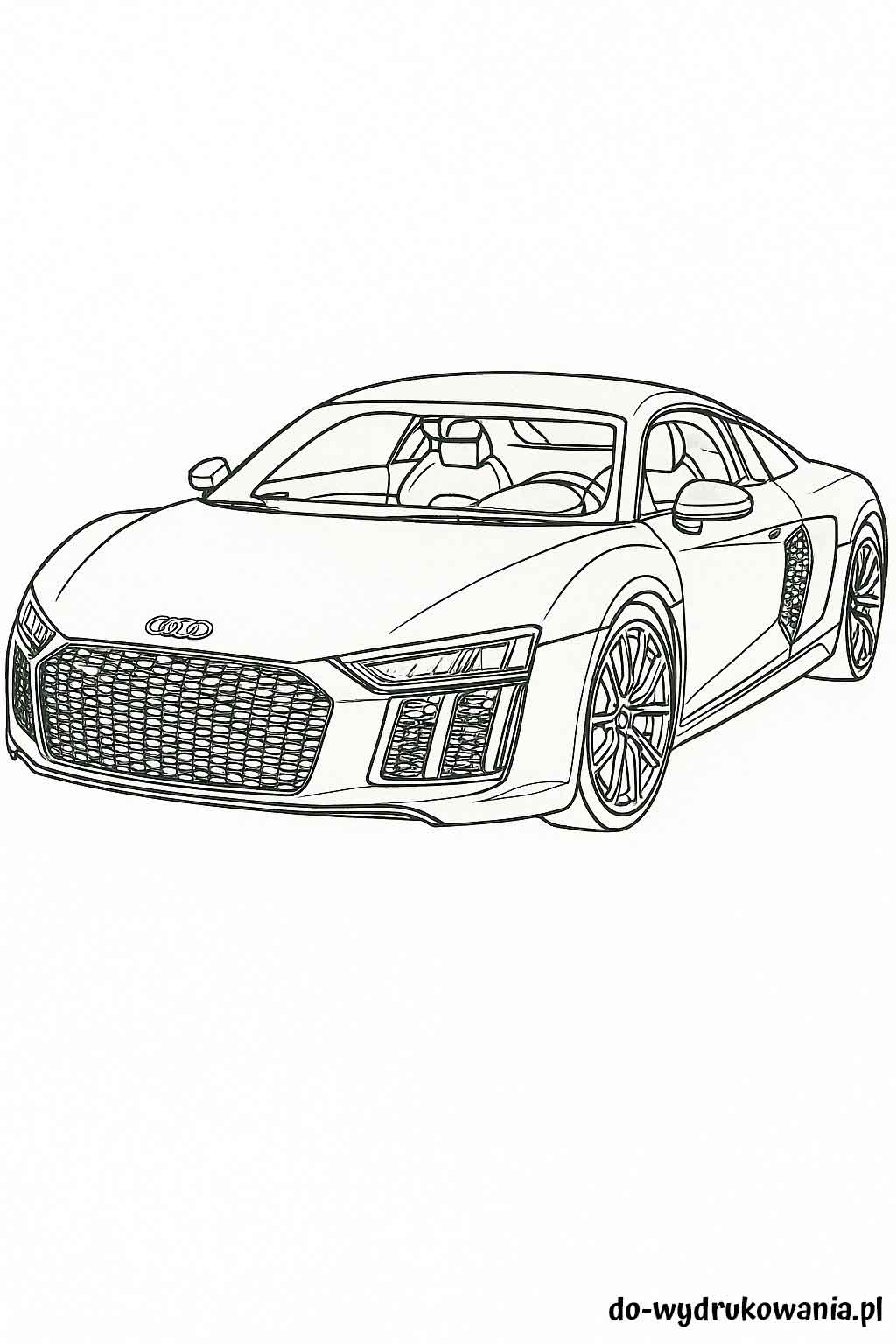 Kolorowanka Audi R8 do wydrukowania w formacie pdf