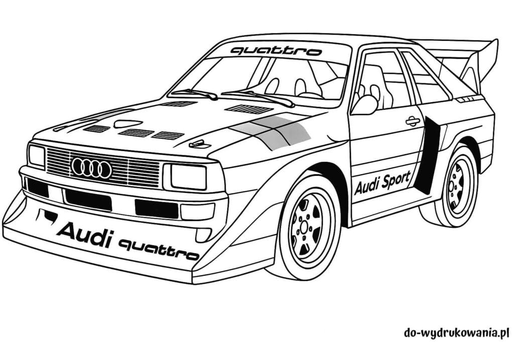 Kolorowanka Audi Sport Quattro S1 1985 do wydrukowania w formacie pdf
