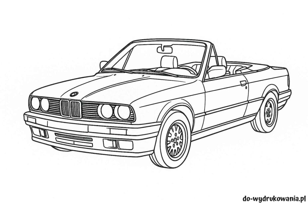 Kolorowanka BMW E30 Cabrio do wydrukowania w formacie pdf