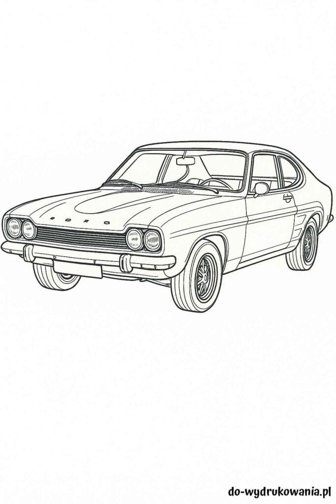Kolorowanka Ford Capri MK1 do wydrukowania w formacie pdf