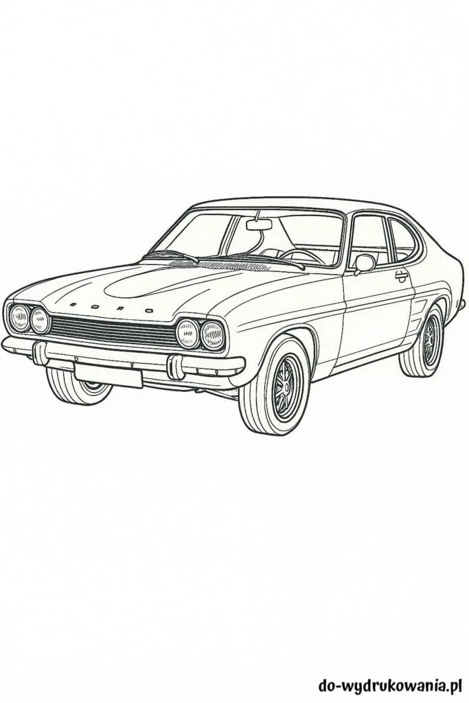 Kolorowanka Ford Capri MK1 do wydrukowania w formacie pdf