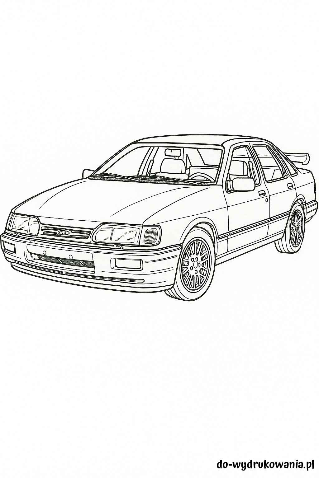 Kolorowanka Ford Sierra MK2 Cosworth do wydrukowania w formacie pdf