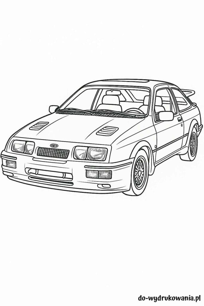 Kolorowanka Ford Sierra RS500 Cosworth do wydrukowania w formacie pdf
