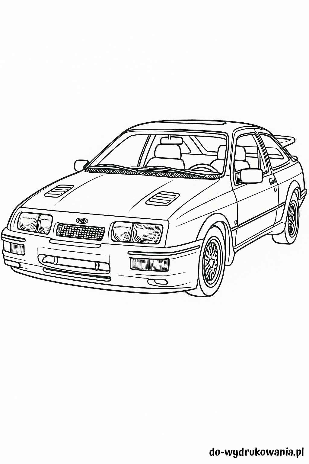 Kolorowanka Ford Sierra RS500 Cosworth do wydrukowania w formacie pdf