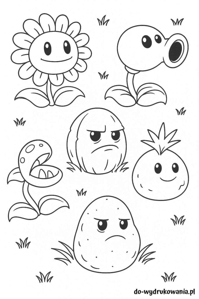 Kolorowanka Plants vs Zombie 3 do wydrukowania w formacie pdf