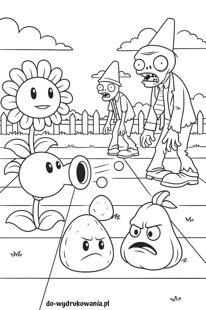 Kolorowanka Plants vs Zombie do wydrukowania w formacie pdf
