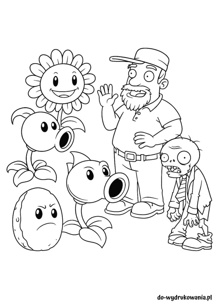 Kolorowanka Plants vs Zombie do wydrukowania w formacie pdf