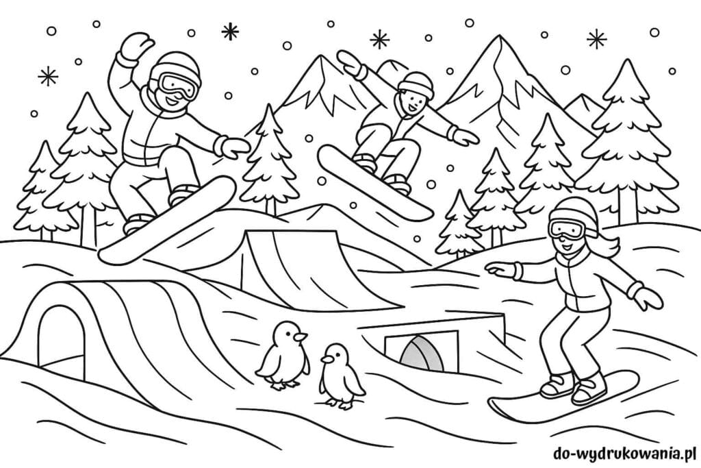 Kolorowanka Snowboard do wydrukowania w formacie pdf