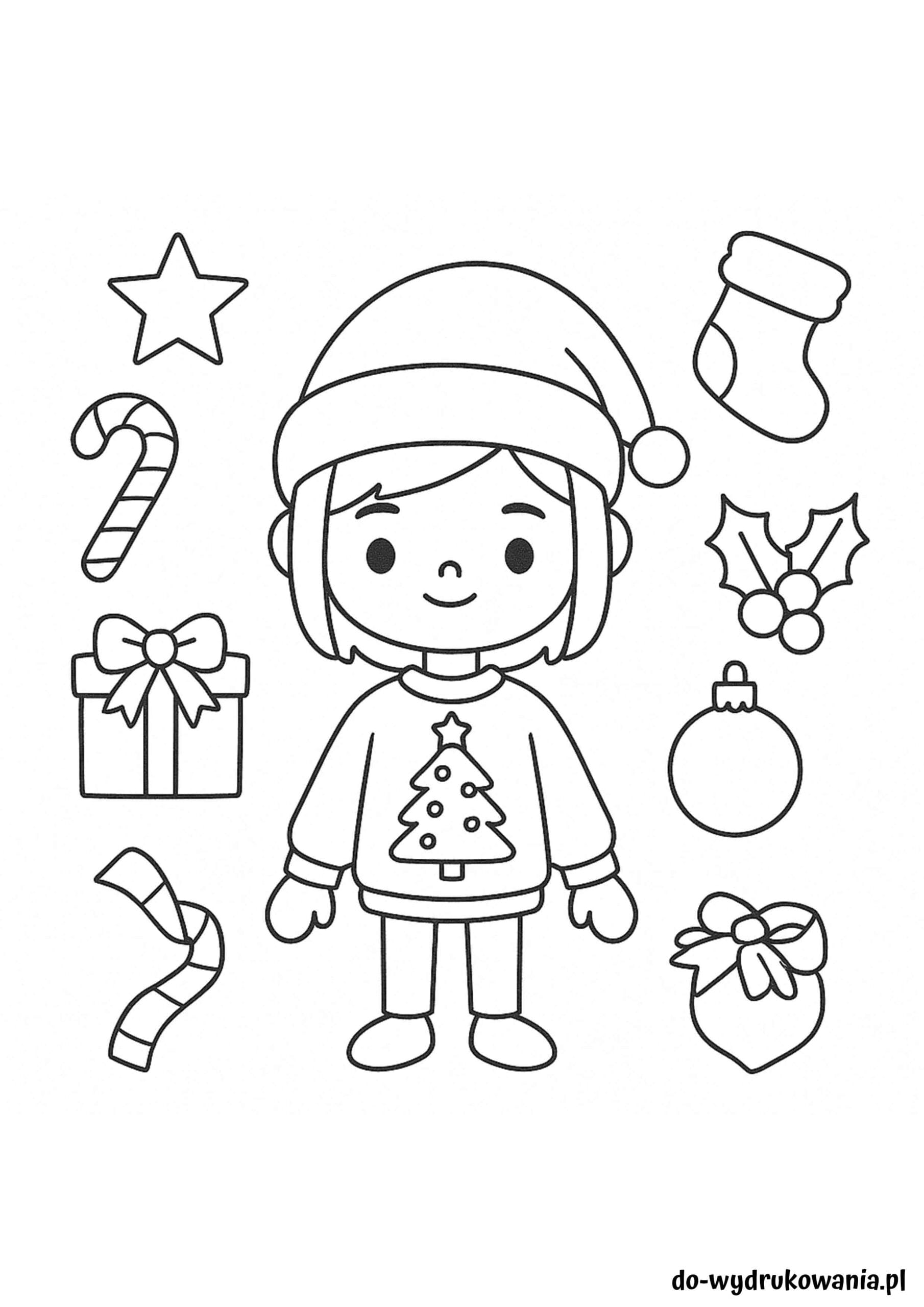 Kolorowanka Toca Boca świąteczna do wydrukowania w formacie pdf