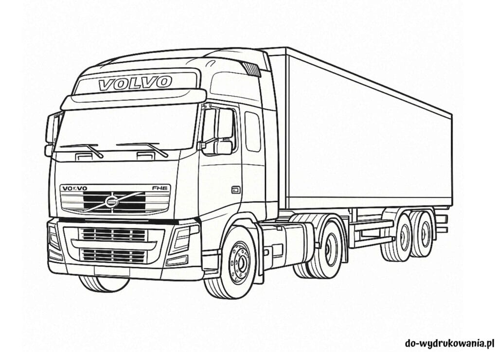 Kolorowanka Volvo FH16 do wydrukowania w formacie pdf