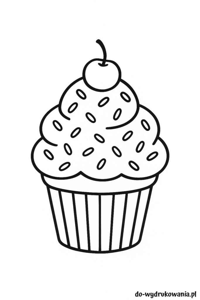 Kolorowanka babeczka do wydrukowania w formacie pdf