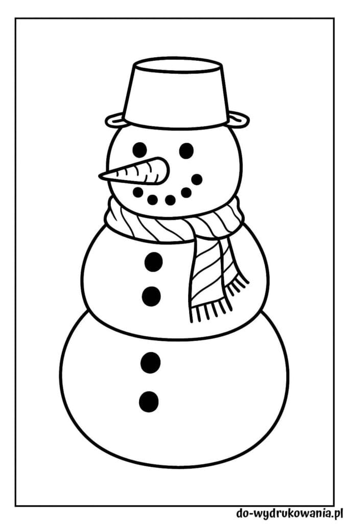 Kolorowanka bałwanek z szalikiem do wydrukowania w formacie pdf