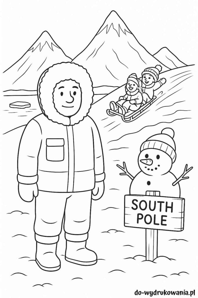 Kolorowanka biegun południowy do wydrukowania w formacie pdf