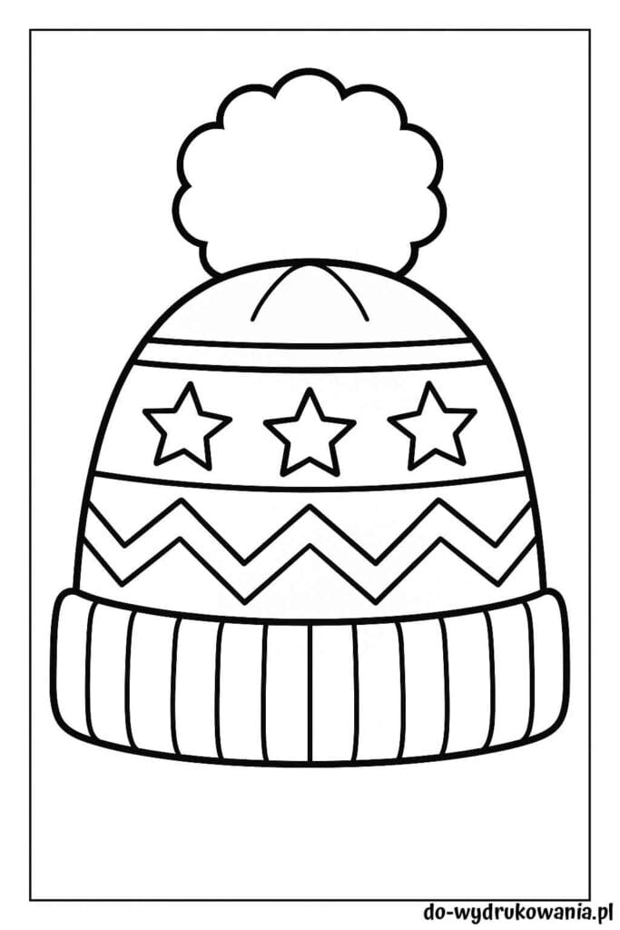 Kolorowanka czapka z pomponem do wydrukowania w formacie pdf