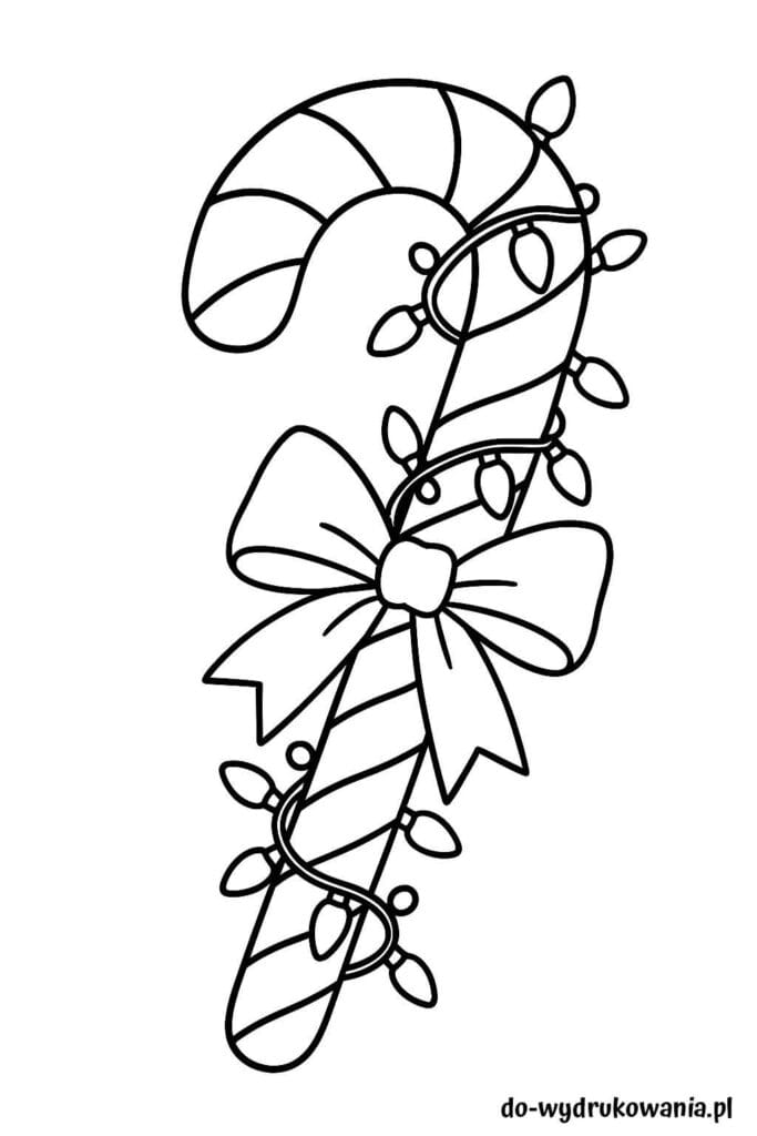 Kolorowanka lizak laska świąteczna do wydrukowania w formacie pdf