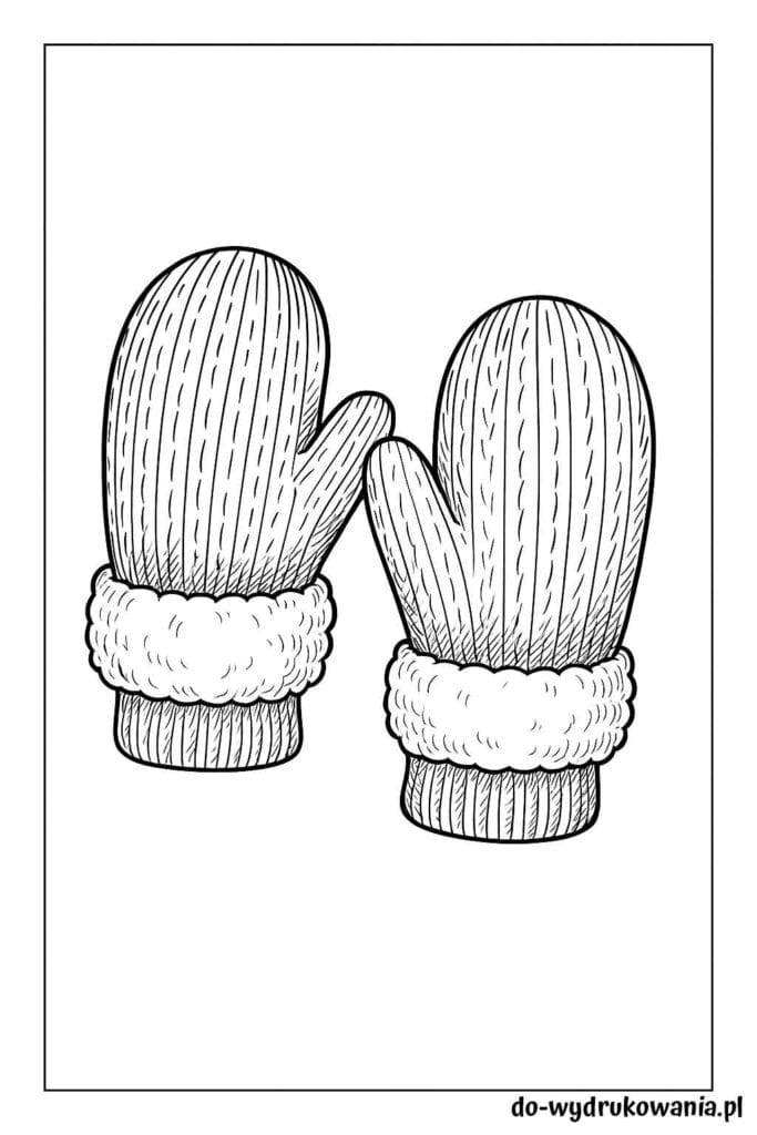 Kolorowanka rękawiczki zimowe do wydrukowania w formacie pdf