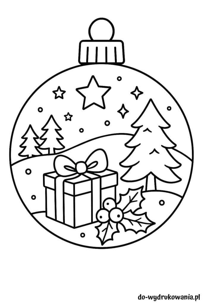 Kolorowanka świąteczna bombka do wydrukowania w formacie pdf