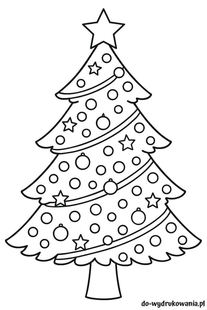 Kolorowanka świąteczna choinka do wydrukowania w formacie pdf