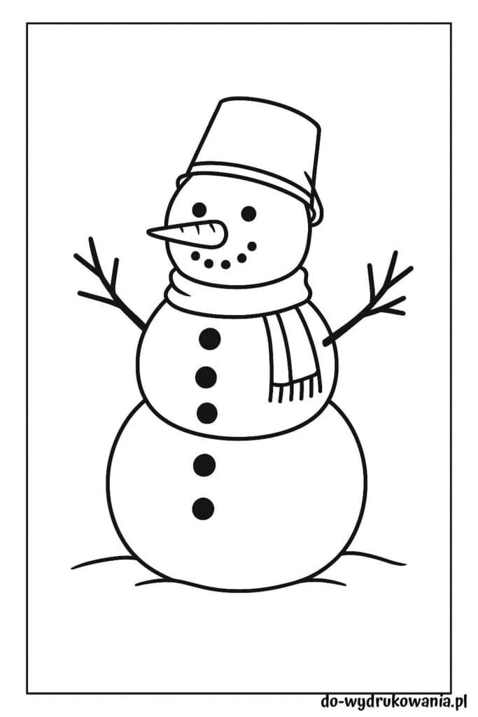 Kolorowanka uśmiechnięty bałwanek do wydrukowania w formacie pdf