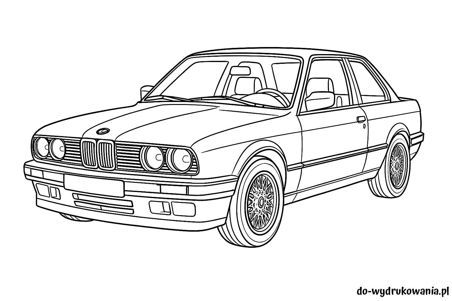 Kolorowanka BMW E30 coupe do wydrukowania w formacie pdf