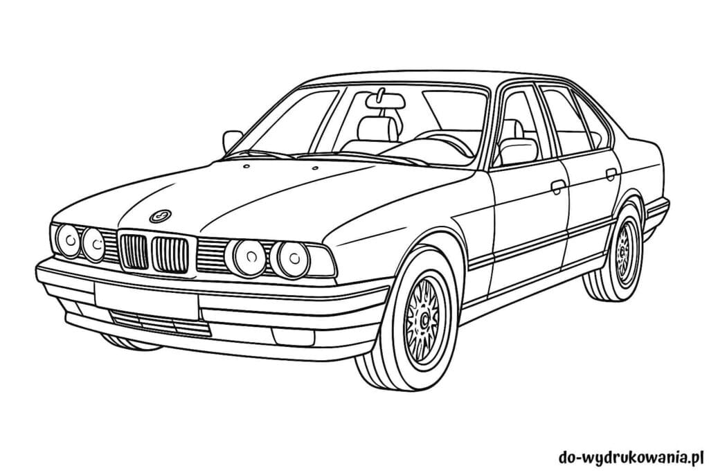 Kolorowanka BMW E34 do wydrukowania w formacie pdf