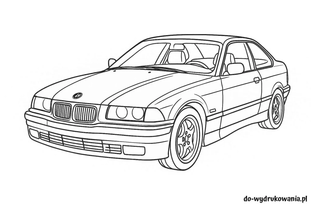 Kolorowanka BMW E36 coupe do wydrukowania w formacie pdf