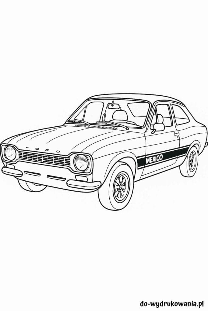 Kolorowanka Ford Escort MK1 mexico do wydrukowania w formacie pdf