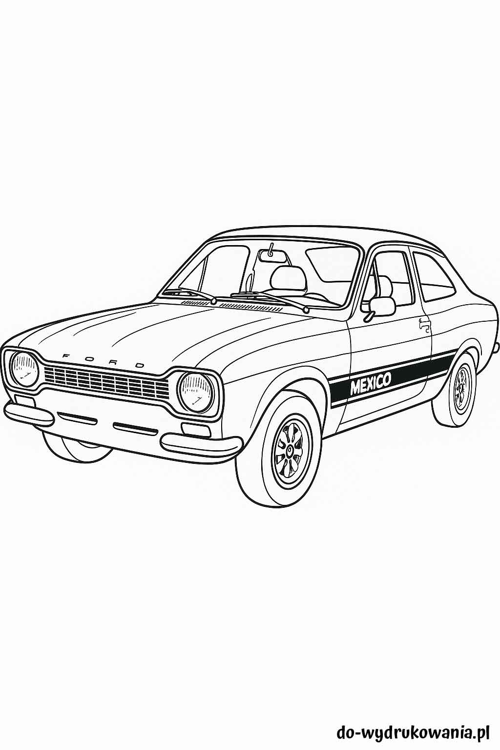 Kolorowanka Ford Escort MK1 mexico do wydrukowania w formacie pdf